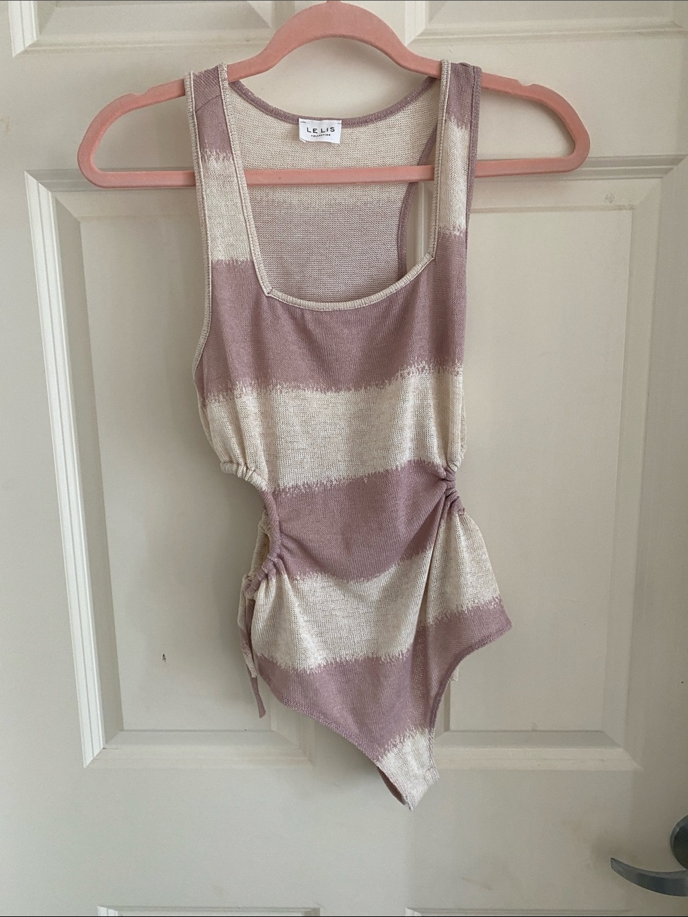 Le Lis mauve & cream cut outs bodysuit small